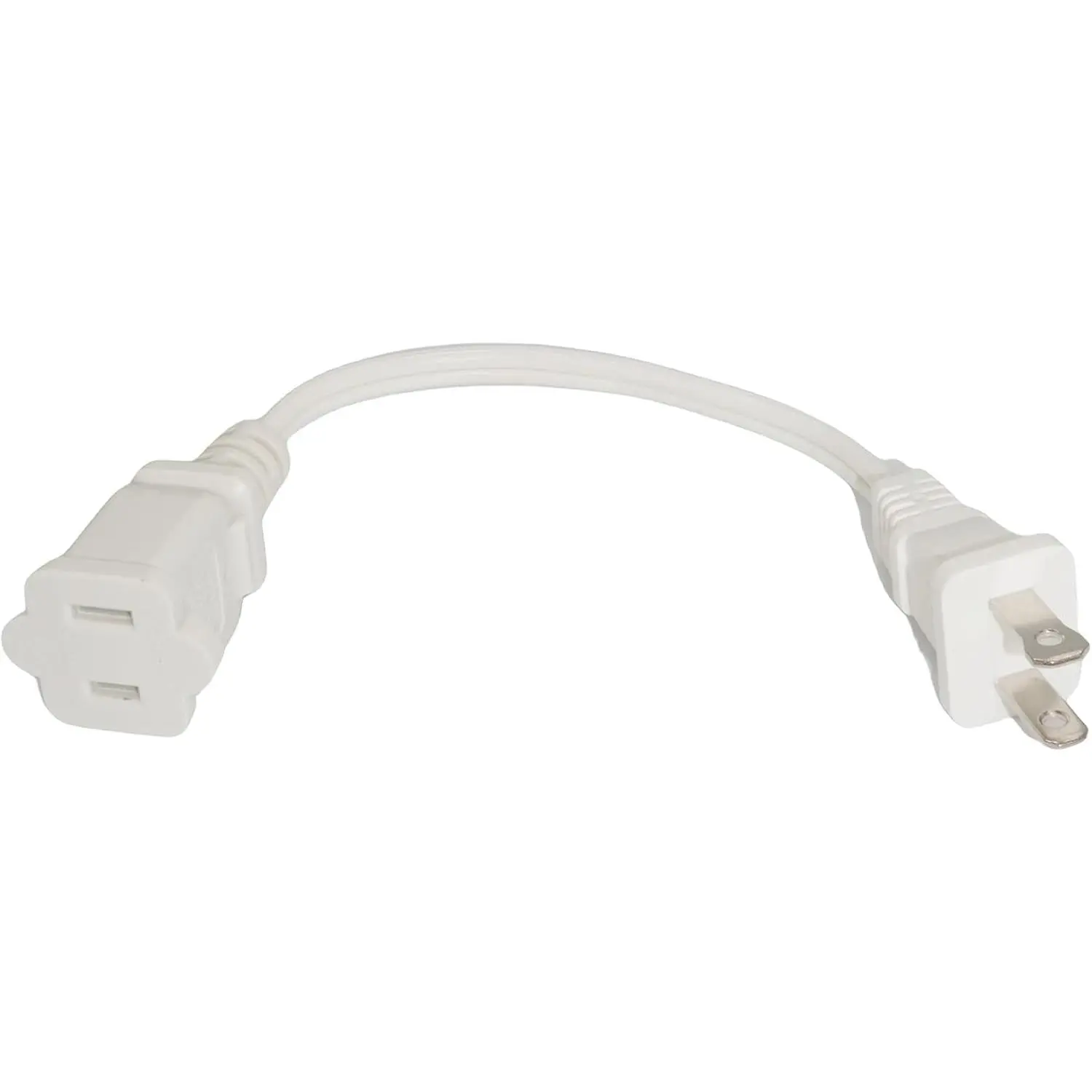 1 FT Indoor 2 Prong Extension Cords, 18 Gauge 125V 10A Male to Female Power Cord for Nema 1-15P to 1-15P, White