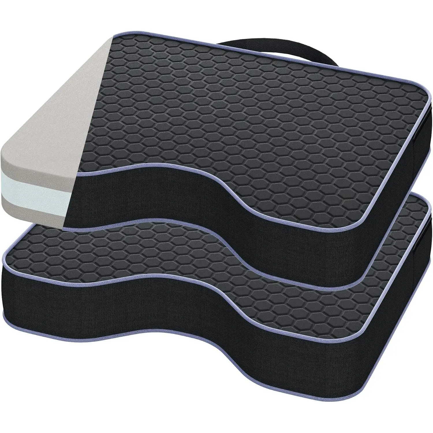 Stadium Seat Cushions for Bleachers 2 Pack - 3.15" Extra Thick Portable Bleacher Seats with Memory Foam & Massage Dots, Comfortable Waterproof Outdoor Chair Pads for Sporting Events, Travel, Camping
