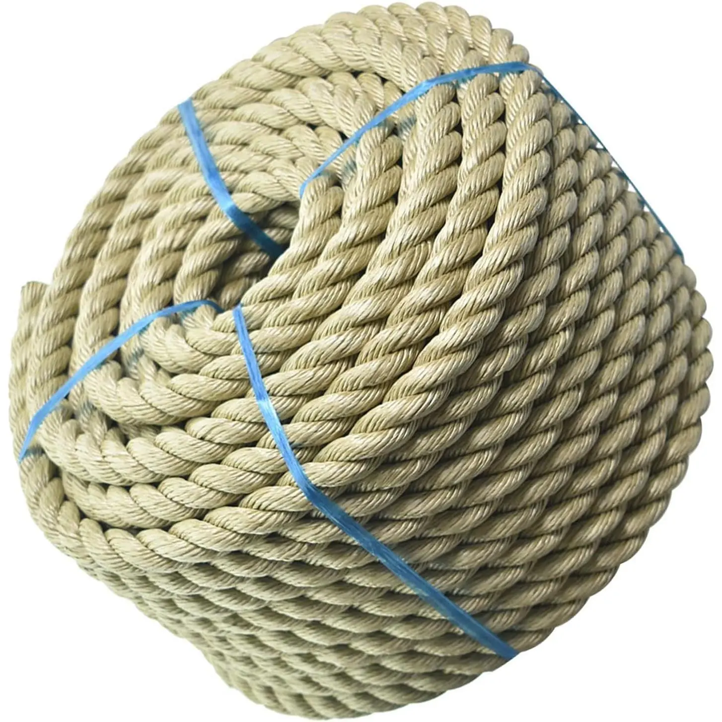3/4 in 100 FT Twisted 3 Strand Synthetic Polypropylene Rope Artificial Manila Rope Suitable for Tree Work Camping Navigation Swing
