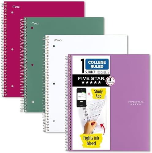 Spiral Notebooks, 3, 1Subject, College Ruled Paper, x 101/2", 70 Sheets per Notebook, Assorted Pastel Colors Spiral Notebooks for School
