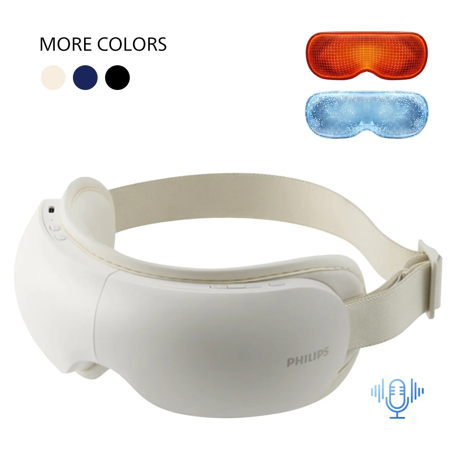 PHILIPS Eye Massager with Heat & Cooling for Eye Strain & Puffiness, Airbag Compression, Foldable Rechargeable Mask with 113°F Warm Therapy, Ease Your Migraine & Eye Strain, Ideal Gift for Men & Women, Convenient Use for Home Office