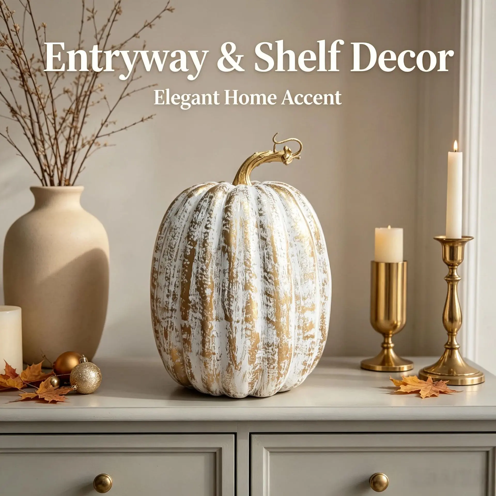 Platinum imitation pumpkin, autumn harvest pumpkin decoration, suitable for Thanksgiving and Halloween home decor
