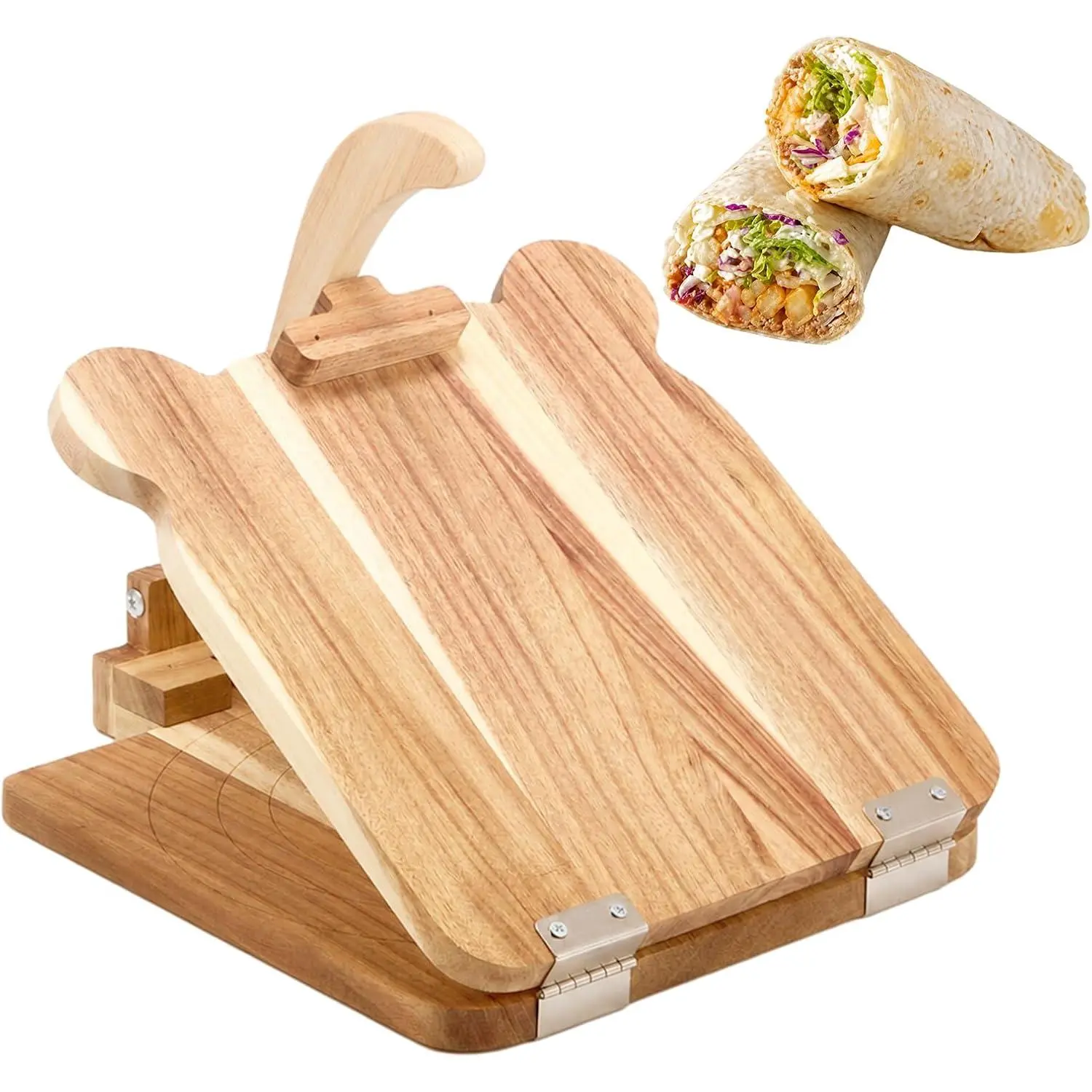 10 Inch Acacia  Tortilla Press, Mexican Tortilla Maker with Multi Size Scale, Square Dough Press for Homemade Tortillas, Roti, Burrito, Tacos, Patacones, 12.6" x 10.2"