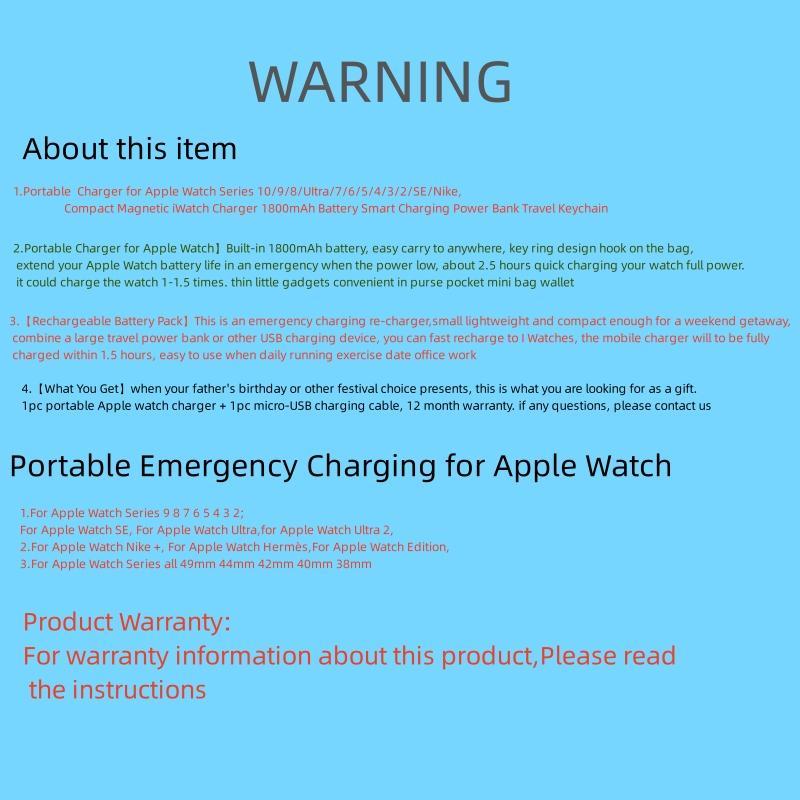 Portable Charger for Apple Watch, Wireless Magnetic Charger, 1200mAh Power Bank Travel Keychain Accessories, Smart Chargers for Apple Watch Series, Wearable, Digital #GLOBAL PICKS