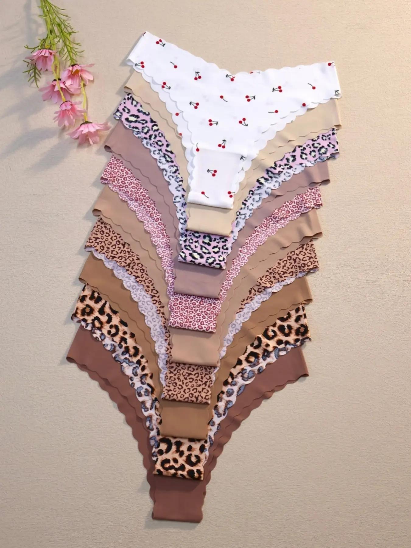 Women's 4/5/6/7/8/10-Piece Underwear Set, Leopard & Floral Prints, Fitted Breathable and Comfortable Design, All-Season Wear