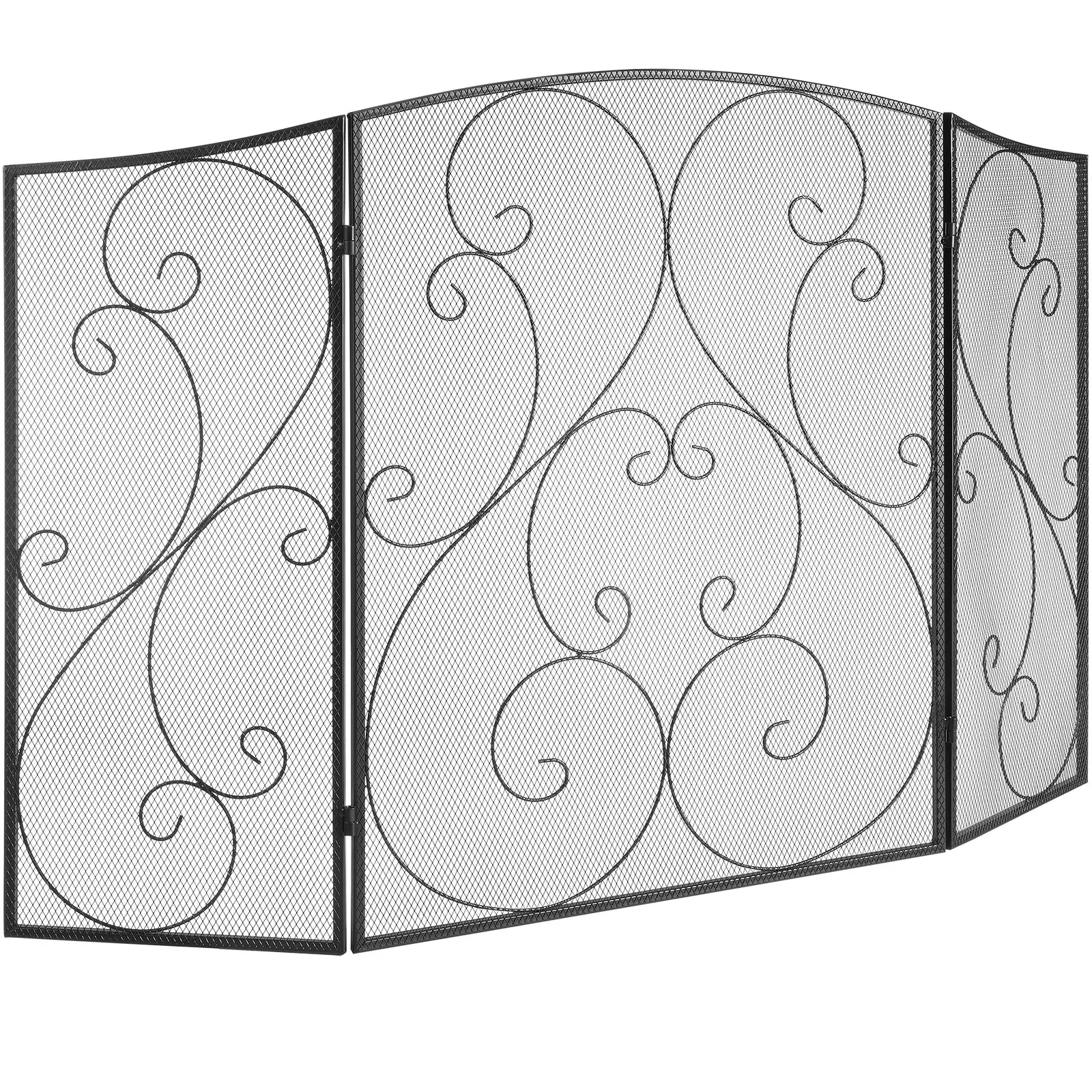 VEVOR Fireplace Screen 3 Panel, Sturdy Iron Mesh Fireplace Screen, 48"(L)x30. 2"(H) Spark Guard Cover, No Assembly Required, Free Standing Fireplace Fence Grate for Living Room Home Decor Vintage Blac
