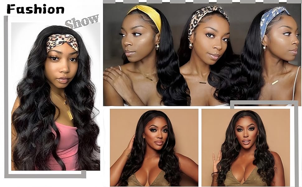 Bling Hair Headband Wig Human Hair Body Wave Headband Wigs for Women human hair glueless Wig 100% Brazilian Real Human Hair Headband wig 180% Density #TikTokShopHolidayHaul
