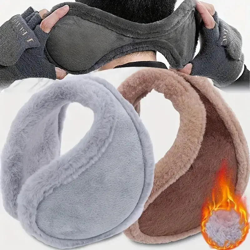 Winter Ear Muffs for Women Men Fleece Behind the Head Ear Warmers Fluffy Plush Earmuffs Foldable Windproof Cold Weather Ear Covers Soft Thermal Unisex Ear Muffs for Outdoor Running Cycling Skiing Walking Gift