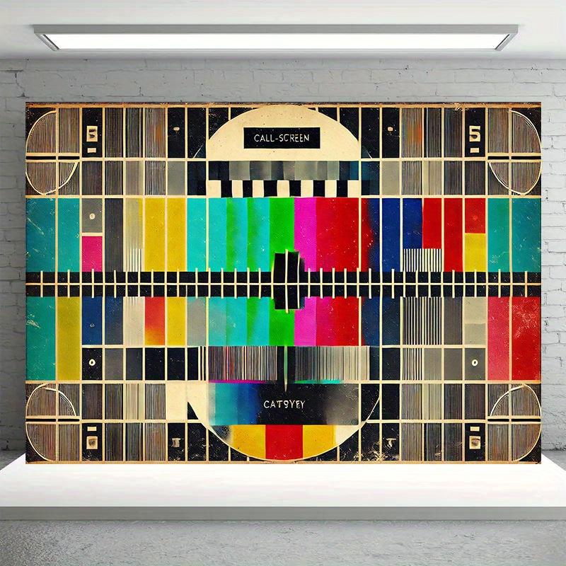 1pc Nostalgic TV test image Backdrop wall hanging fabric, 7x5ft, 5x3ft backdrop decor, Room, Photo Studio props - Multi-purpose Room banner decor for home decor, parties, studios, home & garden, outdoor celeb