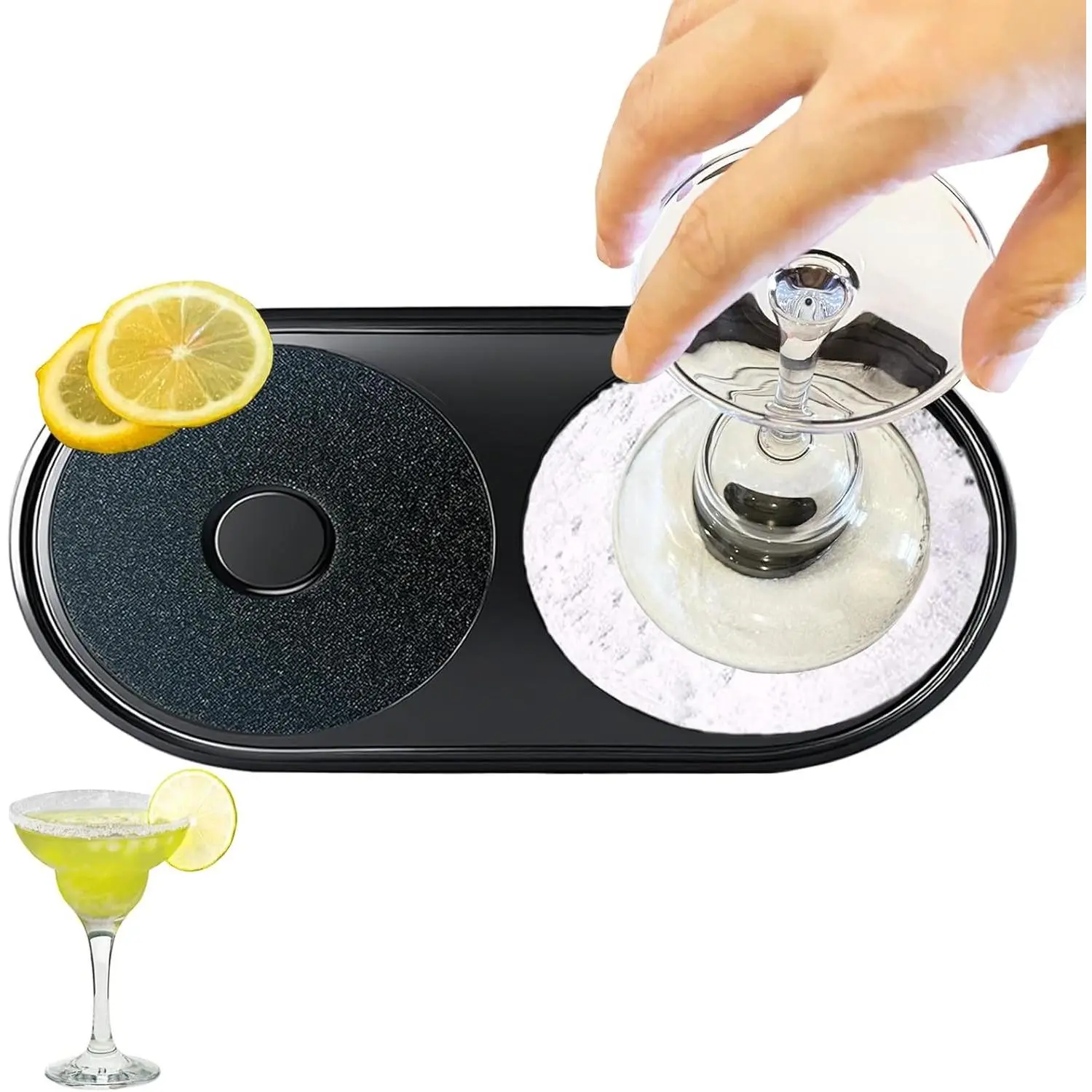 Margarita Salt Rimmer Set with Sponge, Glass Rimmer for Cocktails | Margarita salt rimmer set with sponge for cocktails, reusable glass rimmer for salt, sugar and drink garnishes.