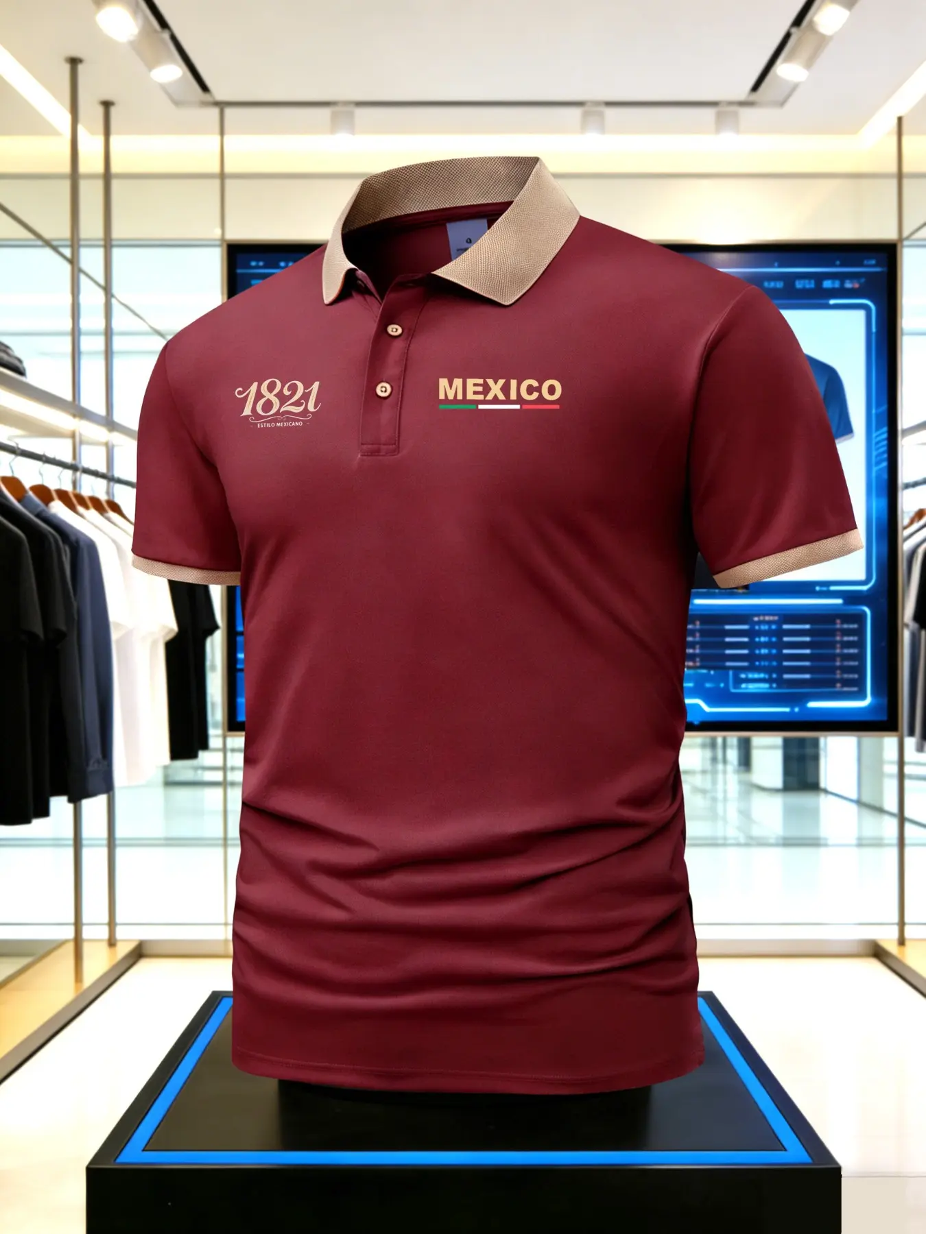 Men's Mexican Pattern Polo Shirt, Spring Summer Collared Casual Breathable Short Sleeve, Fashion Comfort Design, Daily Wear