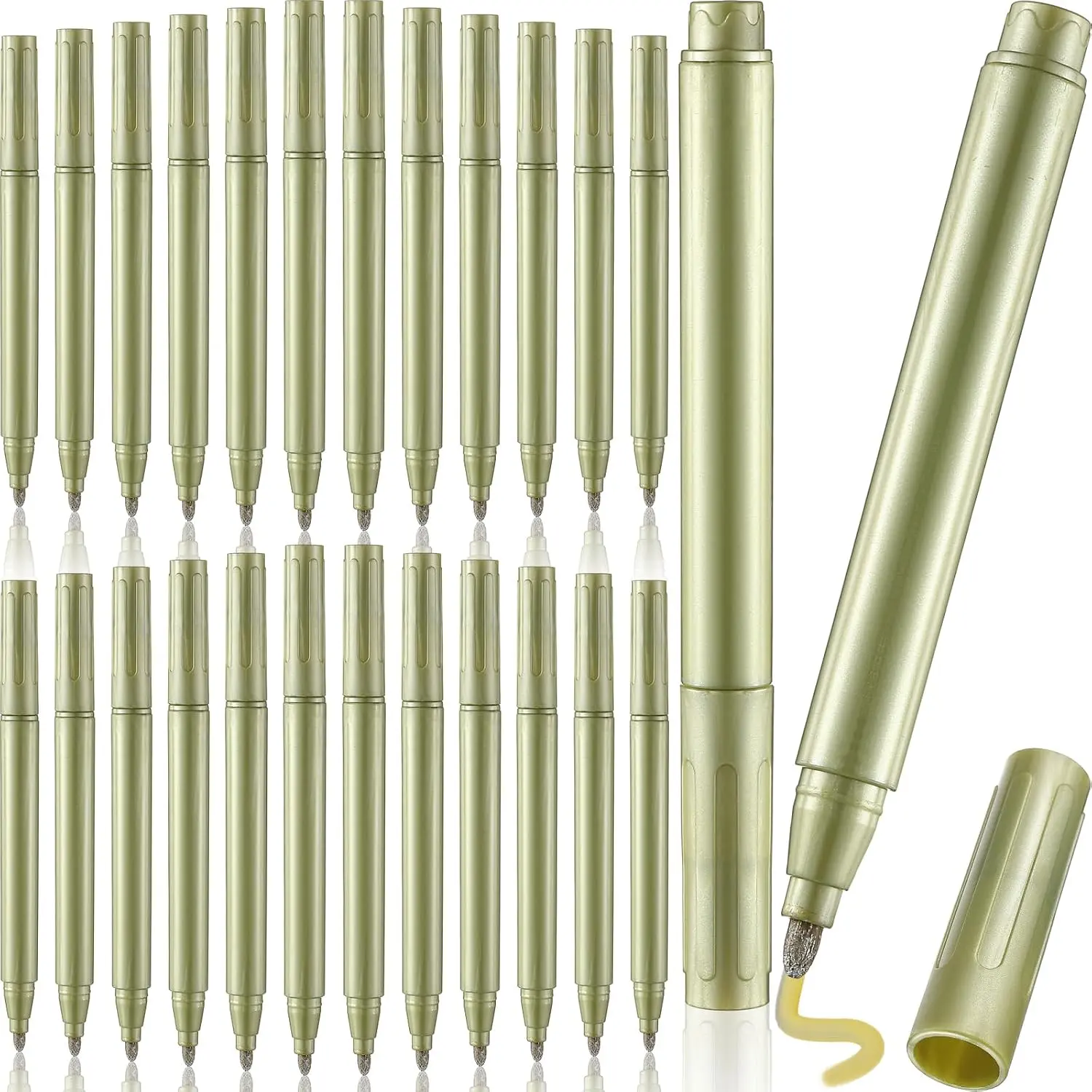 24 count  Metallic Permanent Markers Bulk  Pens 2mm Medium Tip Markers for for Metal, Black Paper, , Crafts, Plastic, Glass, Rock Painting, Scrapbook DIY