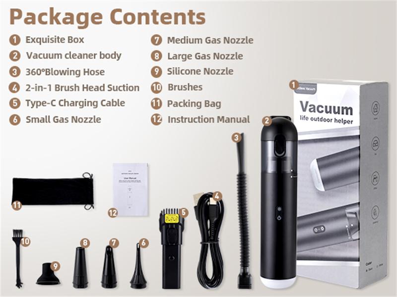 Shell Multifunctional Car Vacuum Cleaner 10kPa Outdoor Suction Blowing And Charging Integrated Car Vacuum Cleaner