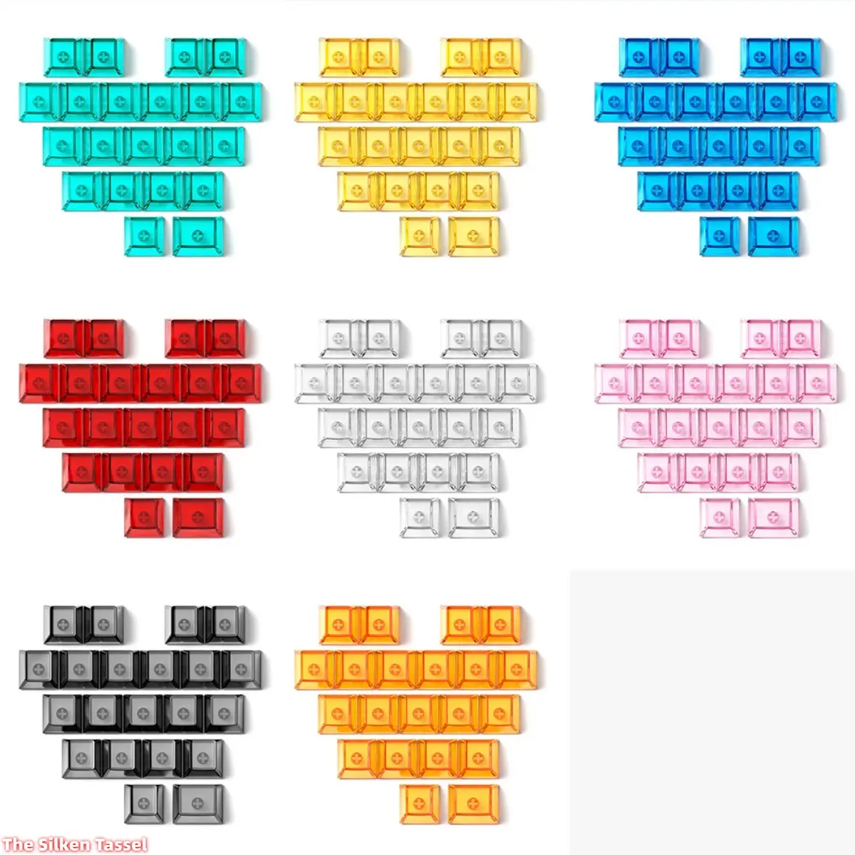 DIY Bag Accessory Transparent Fog-Light Heart-Shape Love Theme Engraved Cross Sword Multi-Color DIY Decor Keychain, Keyboard Keycaps for Decompression