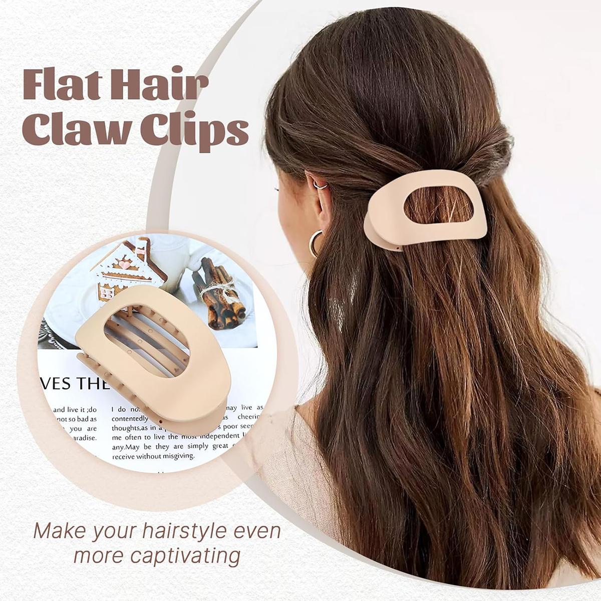 4pcs Oval Acrylic Hair Clips Set for Women, Solid Color Hair Clip, No Trace Flat Large Hair Clip, Elegant Minimalist Frosted Solid Color Hair Clips for Daily Wear, Ideal Gifts for Her