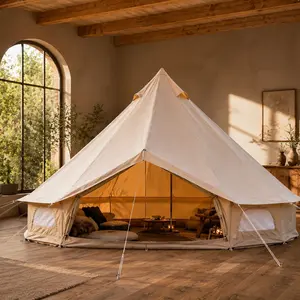 ARCH 10-Person 4-Season Heavy Duty Camping Tent - 16.4FT Beige Oxford Fabric Glamping Yurt, Tents for Camping with Stove Jack, Roll-Up Walls, Detachable Groundsheet, 45.86 lb Outdoor Shelter