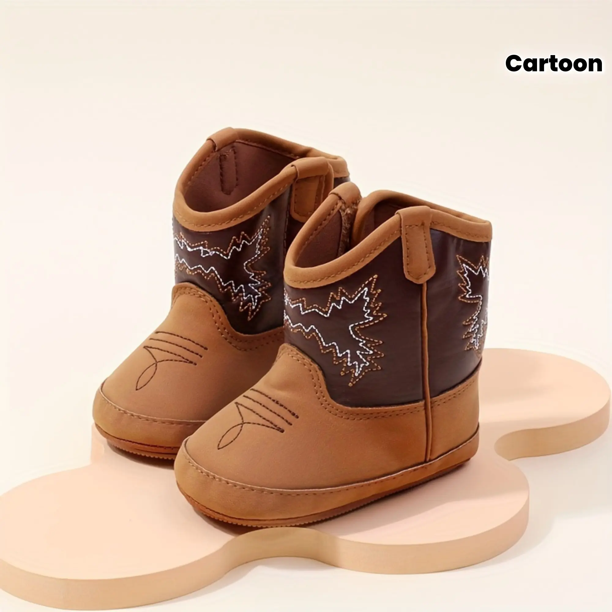 Toddler Boys' Vintage-Inspired Ankle-Height Cartoon Print Boots - Soft Sole for First Steps, Hook Loop, Outdoor Casual Fall Wear