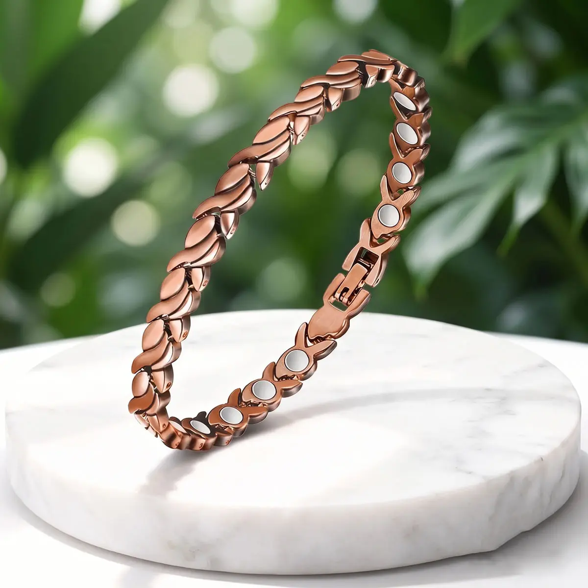 Copper Magnetic Bracelet for Women, Adjustable Bracelet with Effective Neodymium Magnets, Jewelry Gift with Sizing Tool
