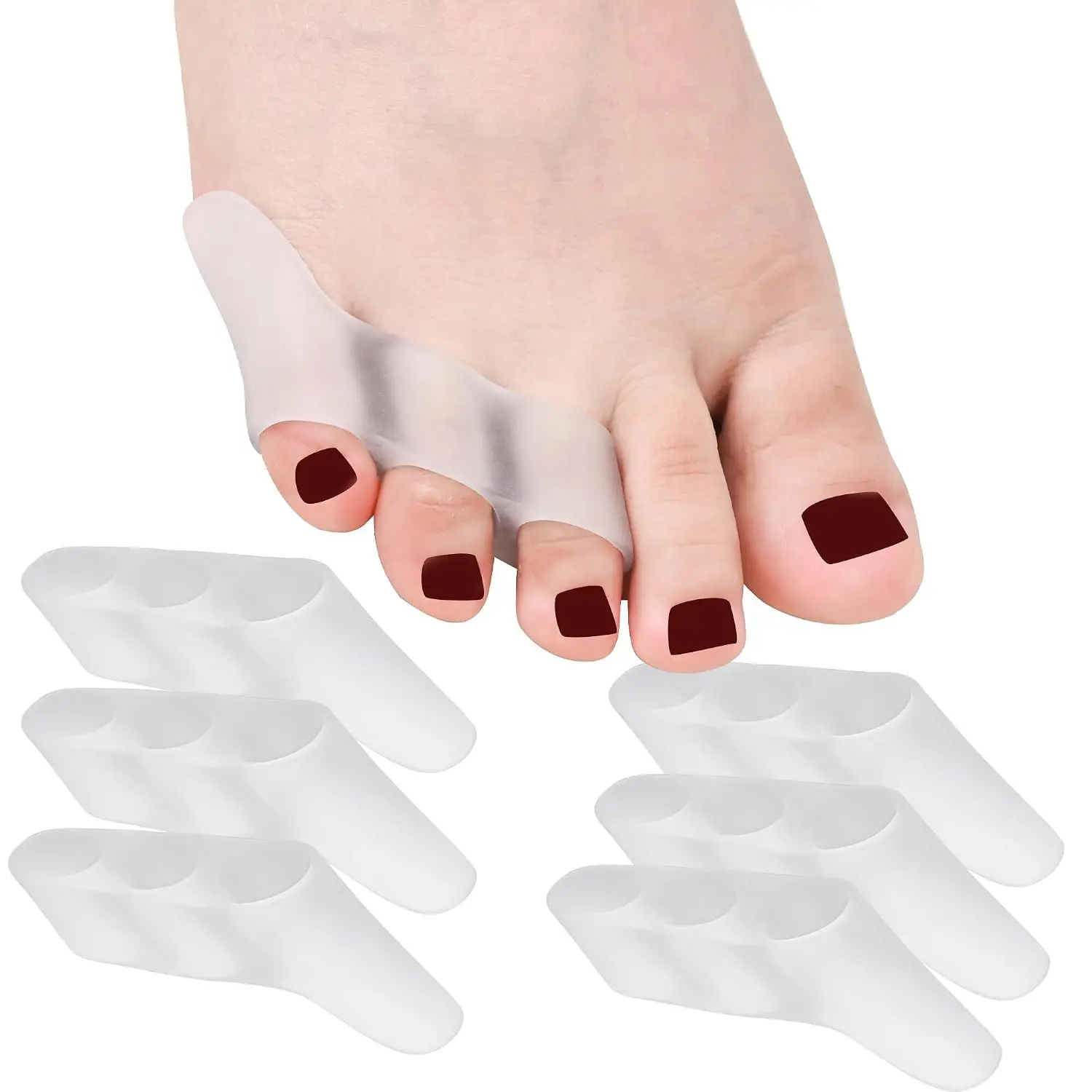 Pinky  Gel Bunion Protector 6 count Tailors Bunion Corrector for Bunionette  - Little  Separators Bunion Pads Correcting Curled Pinky  & Overlapping  -Transparent