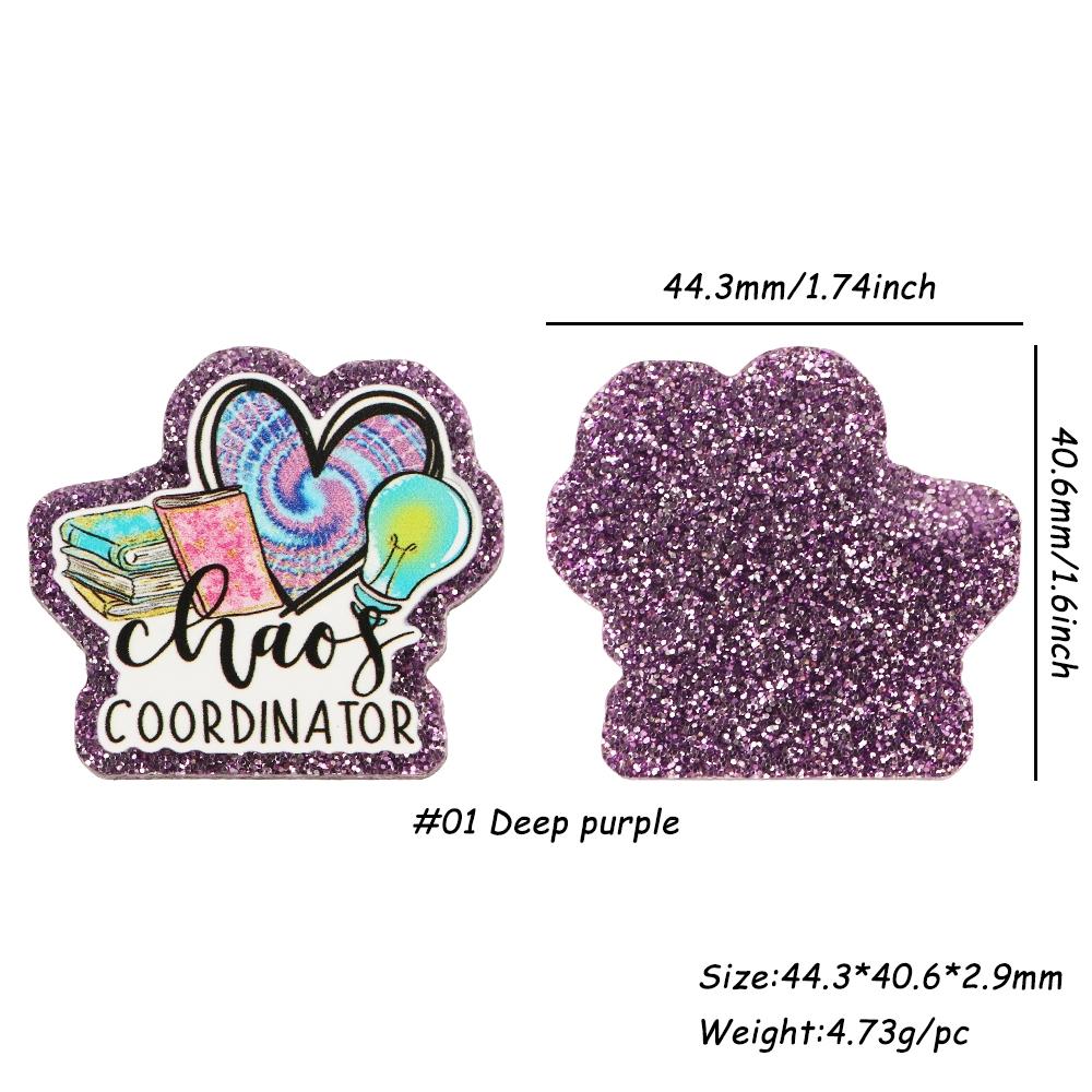 Teacher Theme Acrylic Resin Flat Back Charms, No-Hole Multi-Color DIY Craft Supplies for Badge Reels, Phone Stands, Hair Clips, DIY Jewelry Accessories