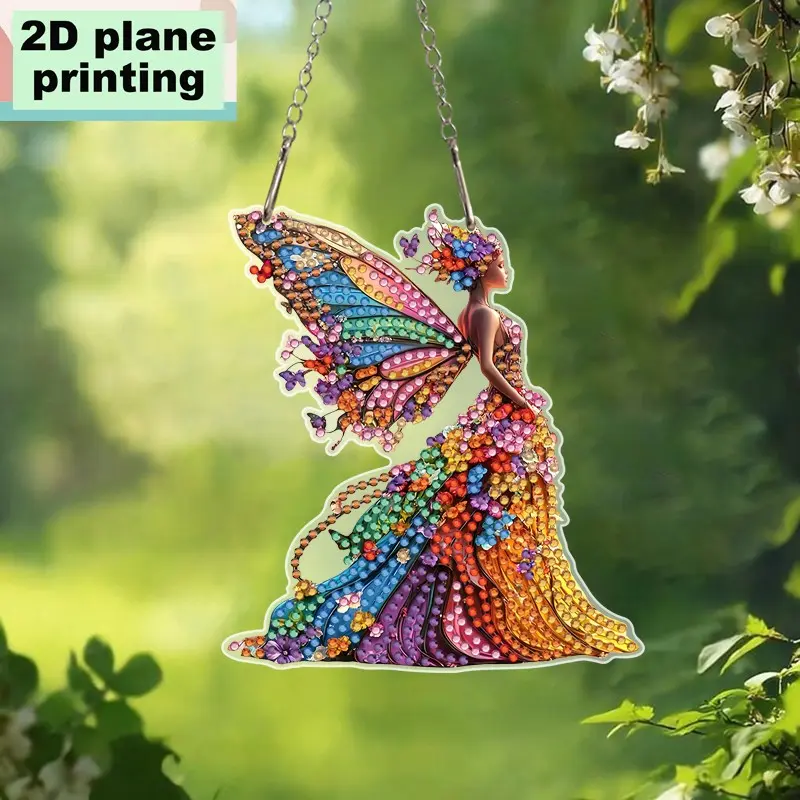 2D Acrylic DIY Diamond Painting Kit, Butterfly Fairy Art, Crystal Sun Catcher, Home Decor, Holiday Gifts, Multi-Use Decoration