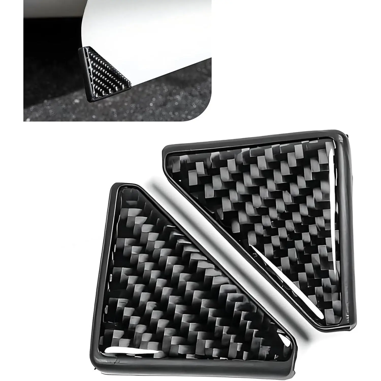 2 count  Door Corner Protectors, Carbon Fiber Anti-  Door Corner Guards, 1.81" x 2.28" x 2.68" Self-adhesive Auto Side Doors  Guards,  for  (Black)
