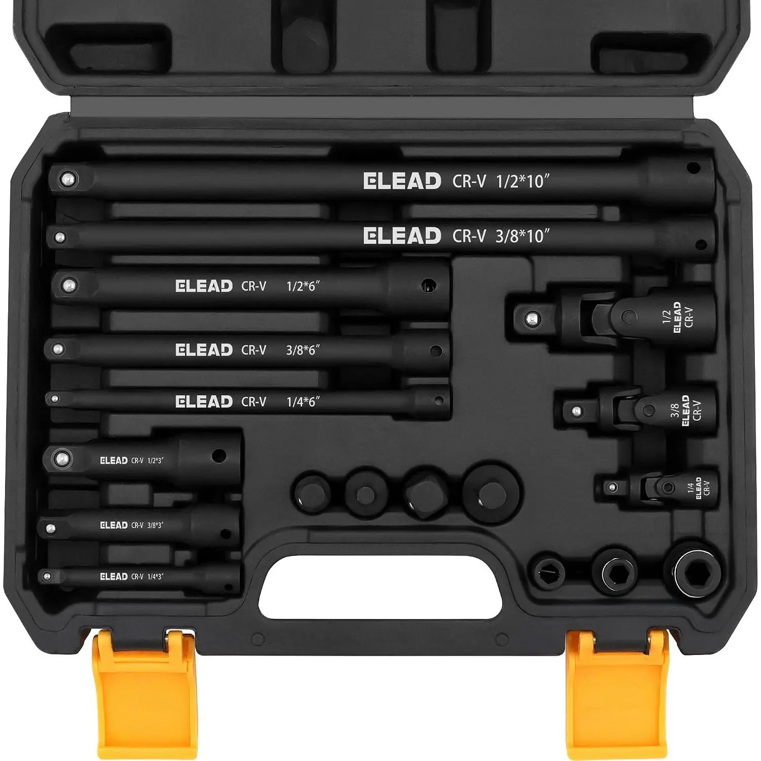18-Pieces Extension Set: 1/4", 3/8" & 1/2" Drive Extension Bar, Adapter Set, Swivel Joints & Coupler
