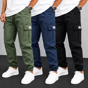 Men's Cargo Pants Tactical Work Pants Lightweight Multi-Pocket Elastic Waist Slim Fit Summer Hiking Outdoor
