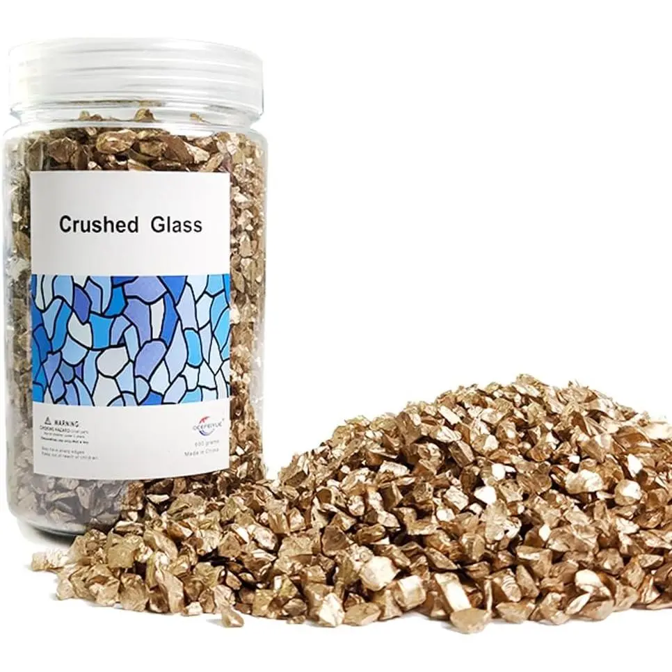 Nuggets Crushed Glass Sand Rocks Stones for  Art,Crafts,11 OZ | Broken Pieces Stone,Fish  ,Vase Fillers,Christmas Candle Holder Decorations