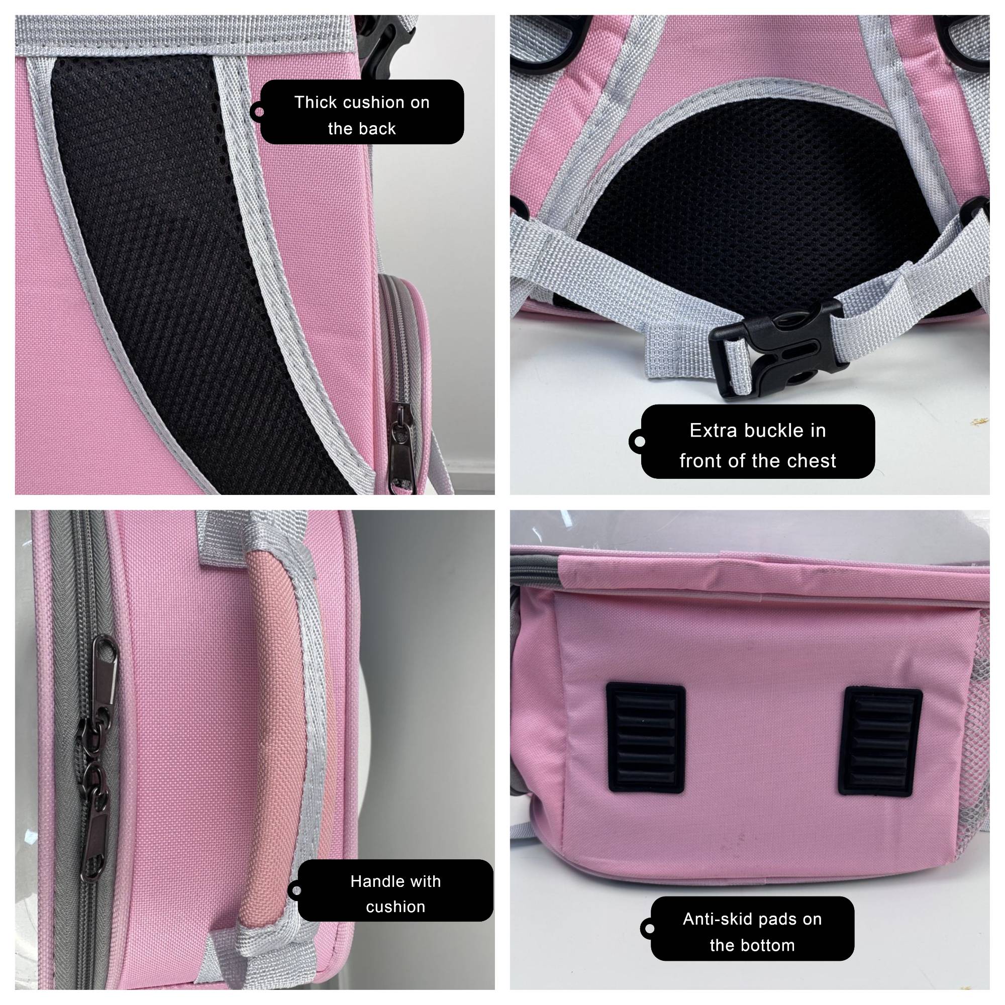 Pet Backpack Carrier - Breathable Transparent Design with Mesh Pocket & Adjustable Straps for Small Dogs & Cats - 16x12x9 Inches - Hand Wash Only - Stylish & Comfortable