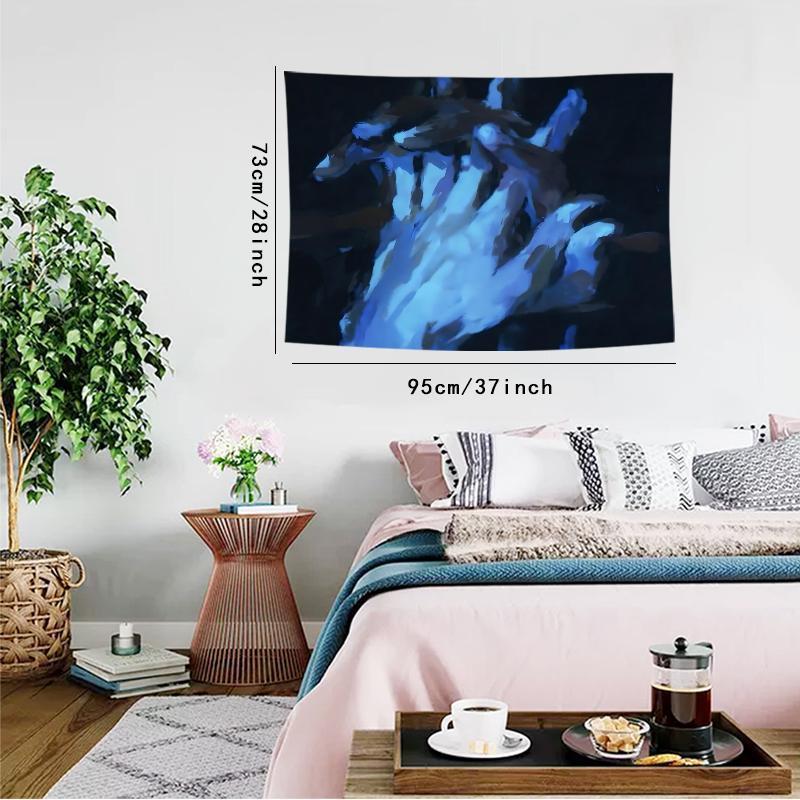 Abstract Hand Pattern Tapestry, 1 Count Wall Hanging Decor, Aesthetic Blue Oil Painting Wall Hanging Decor for Bedroom & Living Room Decor