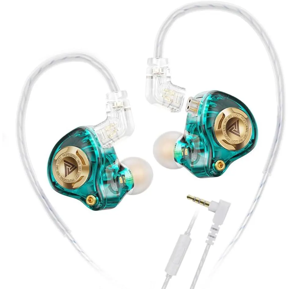 Qkz Ak6 Lucky in Ear Monitor, HiFi Wired Earbuds, Tunable Sound Wired Headphones Gaming Earbuds with 3-Level Adjusting Switch, Detachable Cable for Music Gaming Video Calling (Green)