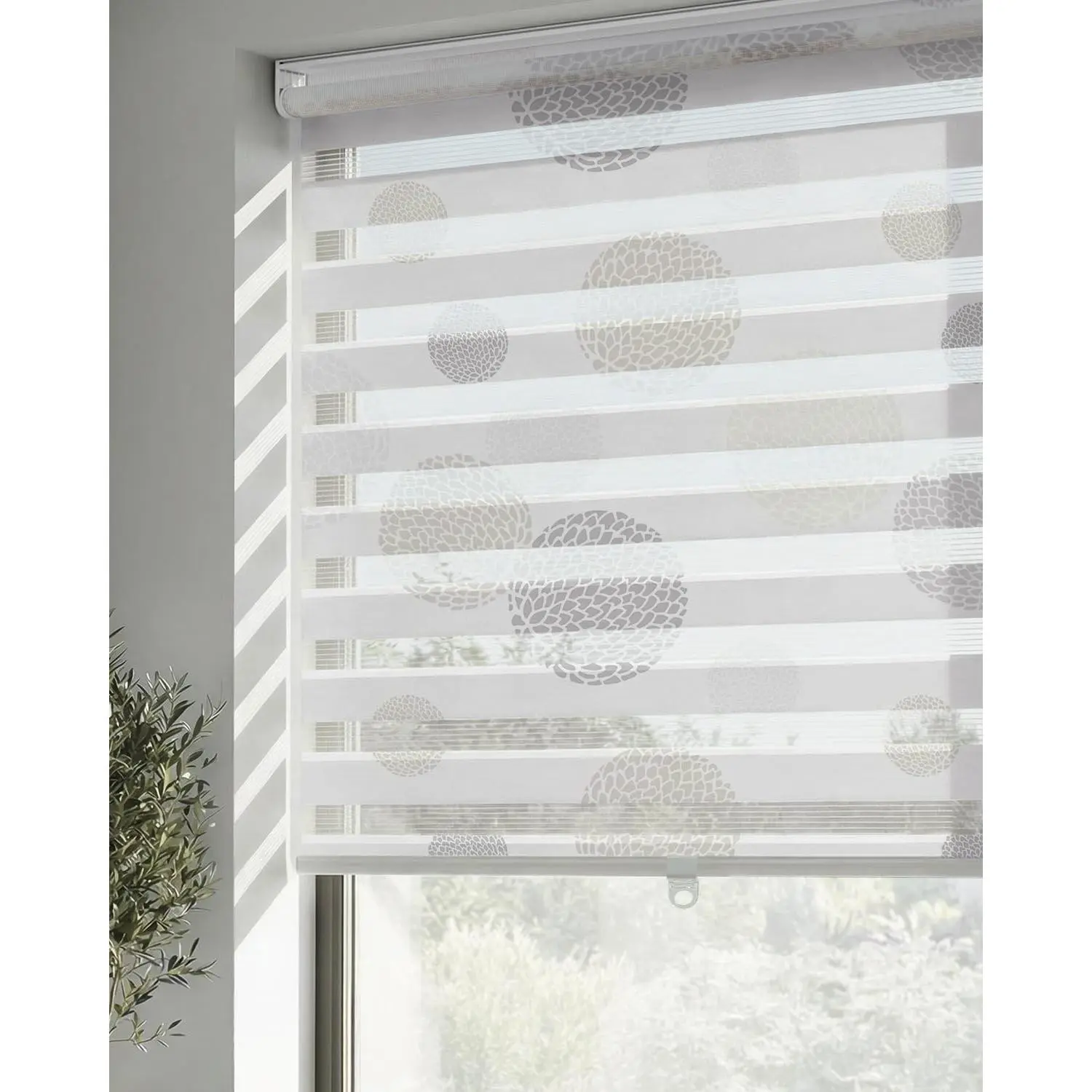 Blinds for Windows, Oatmeal Sphere, 20" W x 42" H| Patterned Dual Layer Free-Stop Roller Shades for Privacy & Light, Elegant Window Blinds & Shades