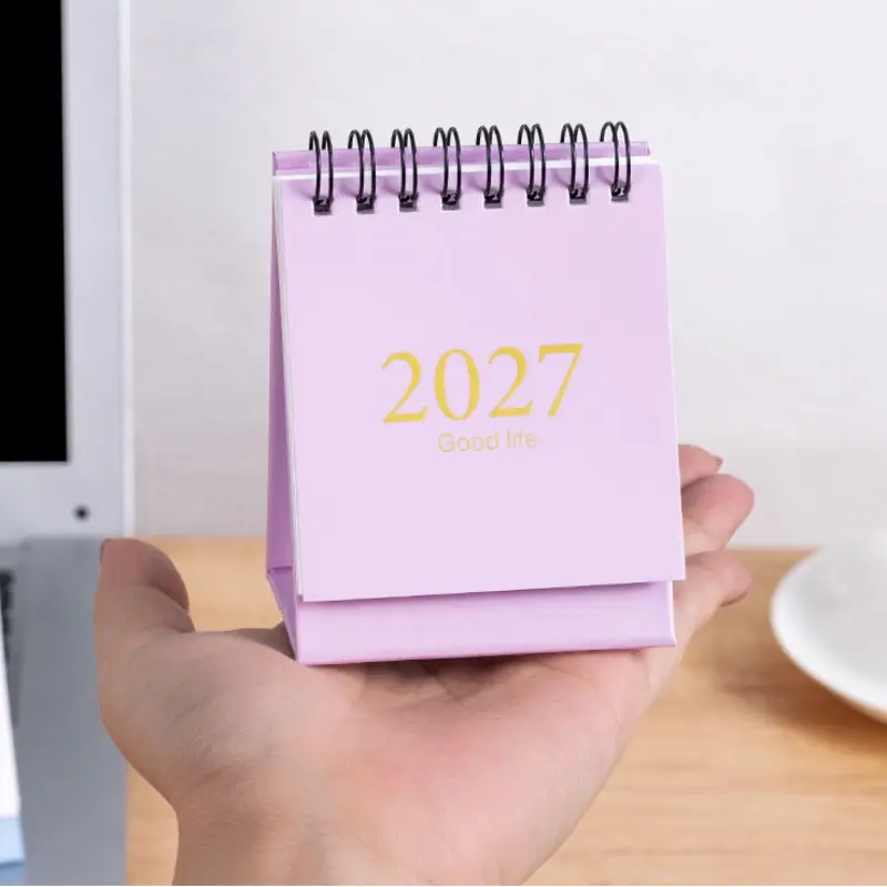 2027 Mini Desk Calendar, Simple English Version, Monochrome Color, Portable Desktop Ornament, Cross-Border Mini Calendar