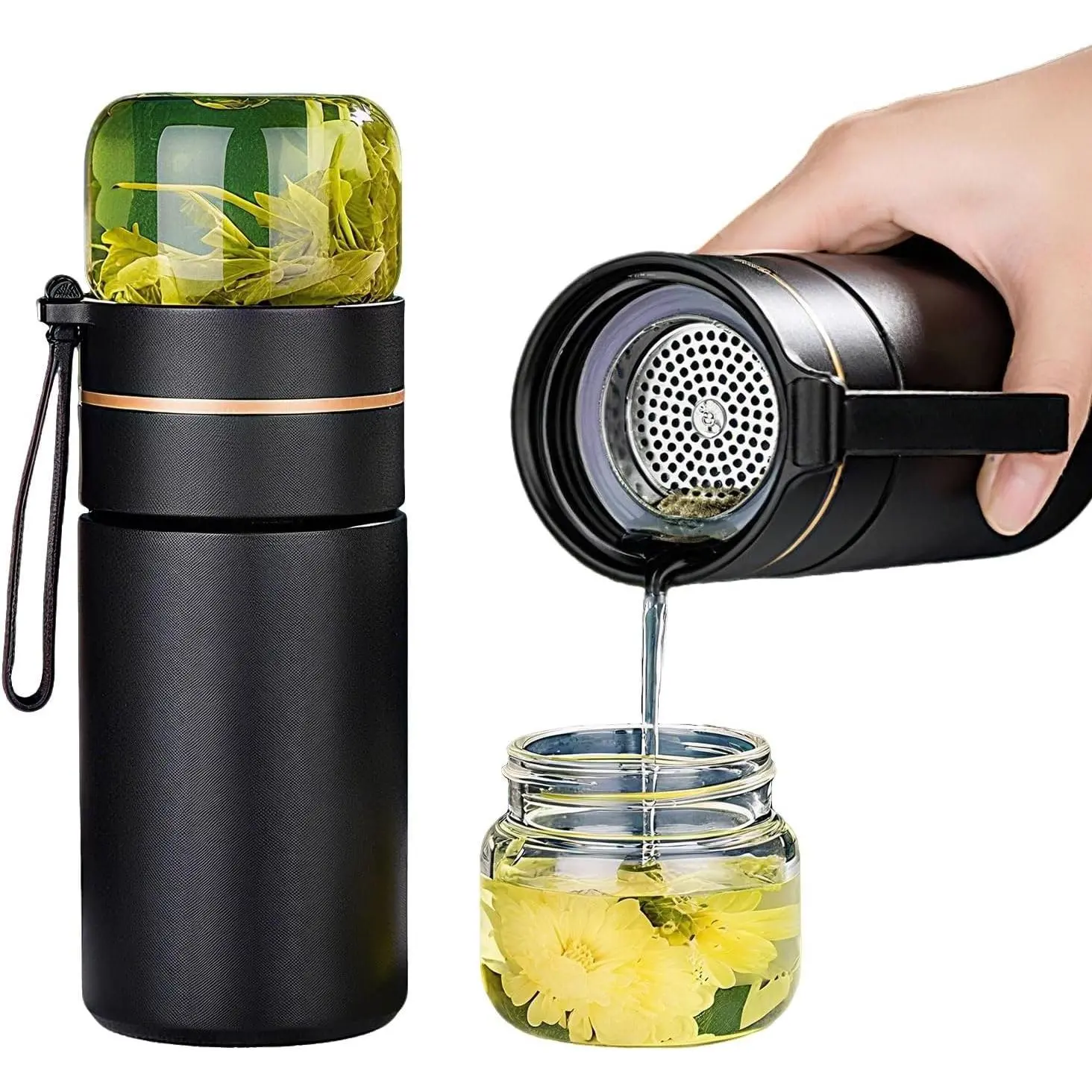 Glass Teapot With Infuser, Travel Tea Mug, Portable Loose Tea Infuser Bottle, Tea Cup With Infuser And Lid, Tea Mug With Infuser For Outdoor Tea Tumbler at Home