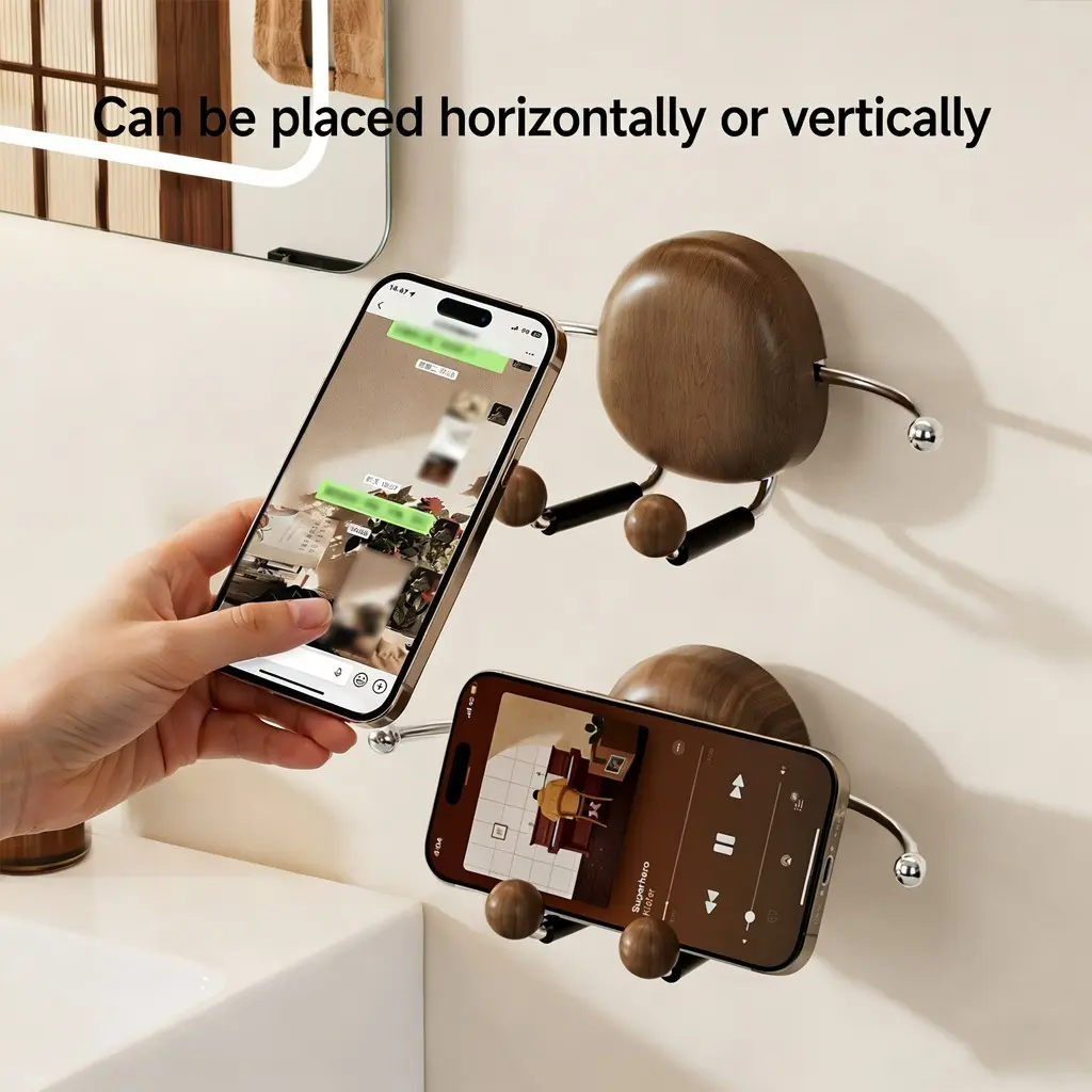 Waterproof Shower Phone Holder, Suction Cup Non-Slip Phone Mount, Suitable for Bathroom Bathtub Glass Mirror, Universal for Dorm Room Office Kitchen
