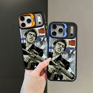 Trendy Magnetic Shockproof Camera Ring Stand Heavy Duty Clear Creative Scar Face Phone Case Compatible With iPhone 17 16 15 14 Plus 13 Pro 12 11 ProMax 17Air 17 ProMax & Samsung S26 S25 Ultra, Camera Lens Protector Phone Accessory