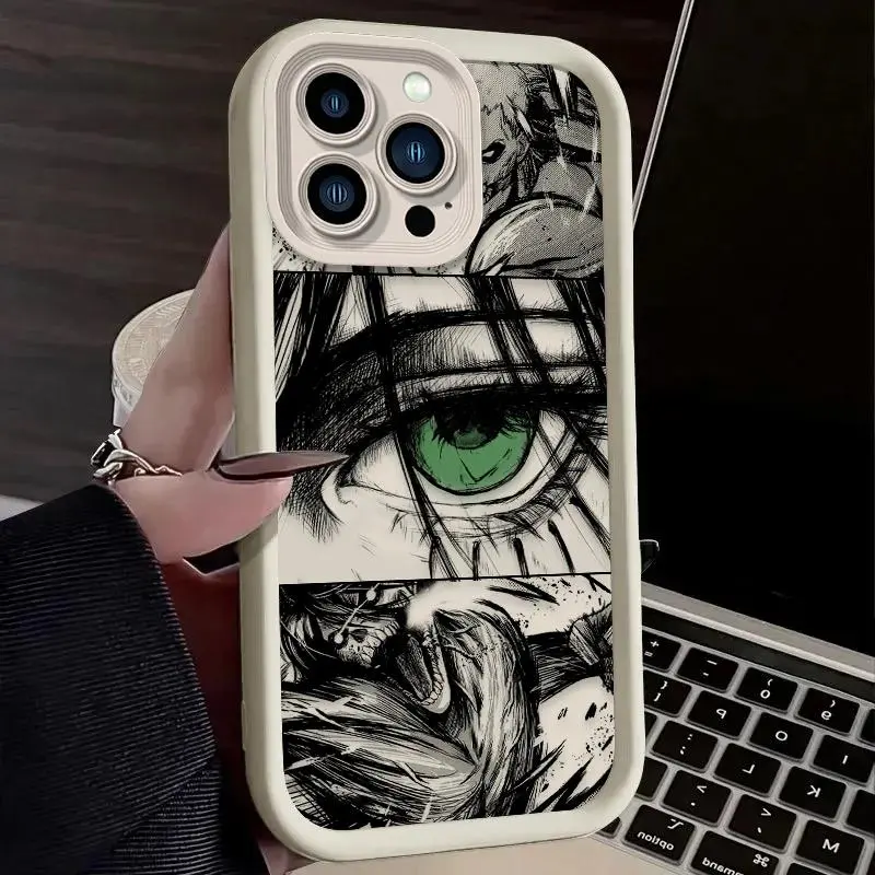 Colorful Personalized Attack on Titan Silicone Phone Case - Shock Protection, Scratch Resistance Mobile Phone Accessory for iPhone 17 Air,16,16E,15,14,13,12,11 Pro Max,X,XS,XR,SE 2020,SE4,7,8
