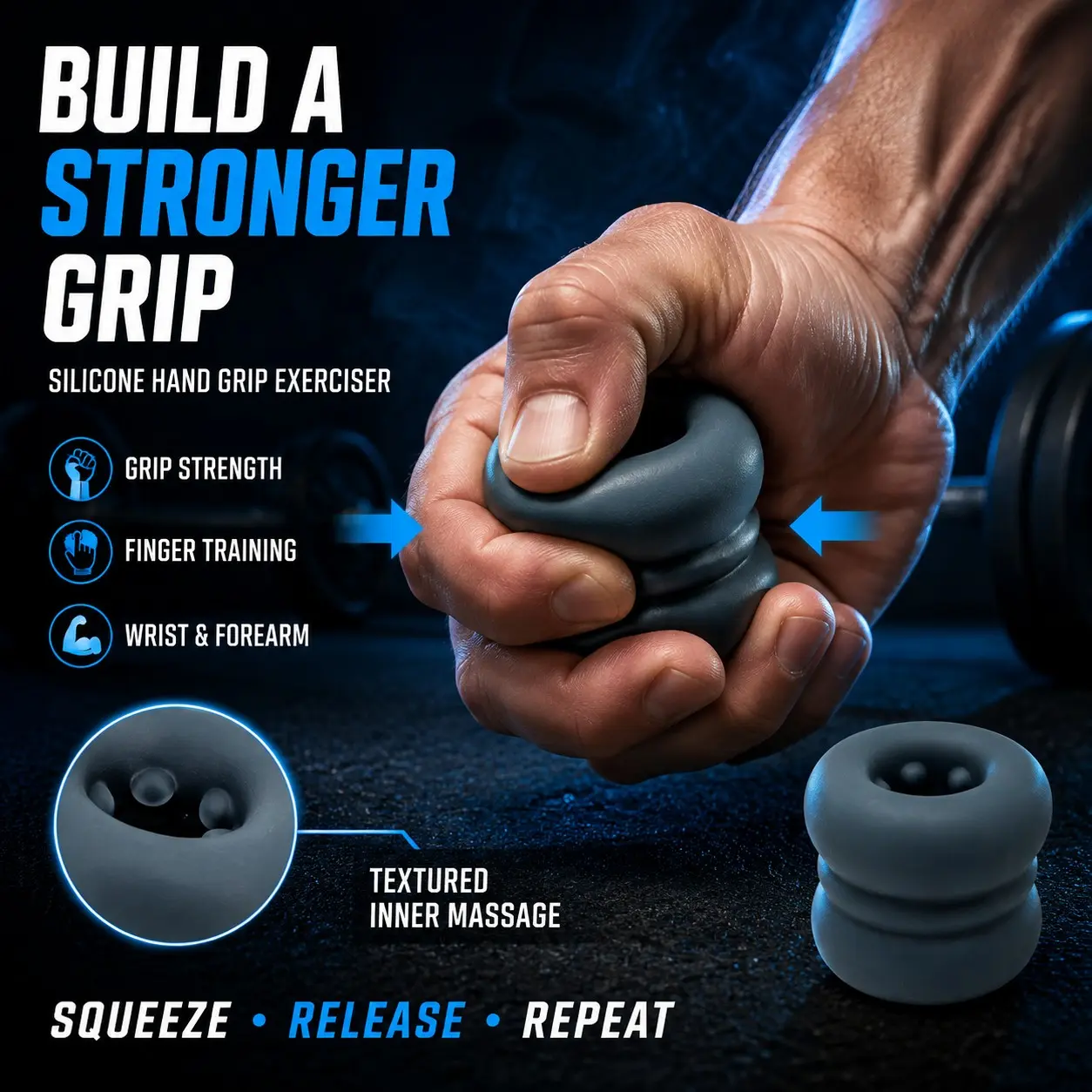 Silicone Grip Strength Trainer, Ergonomic Design, Ideal for Office, Home, Travel, Gym, Hand and Arm Strength Training, Small Size