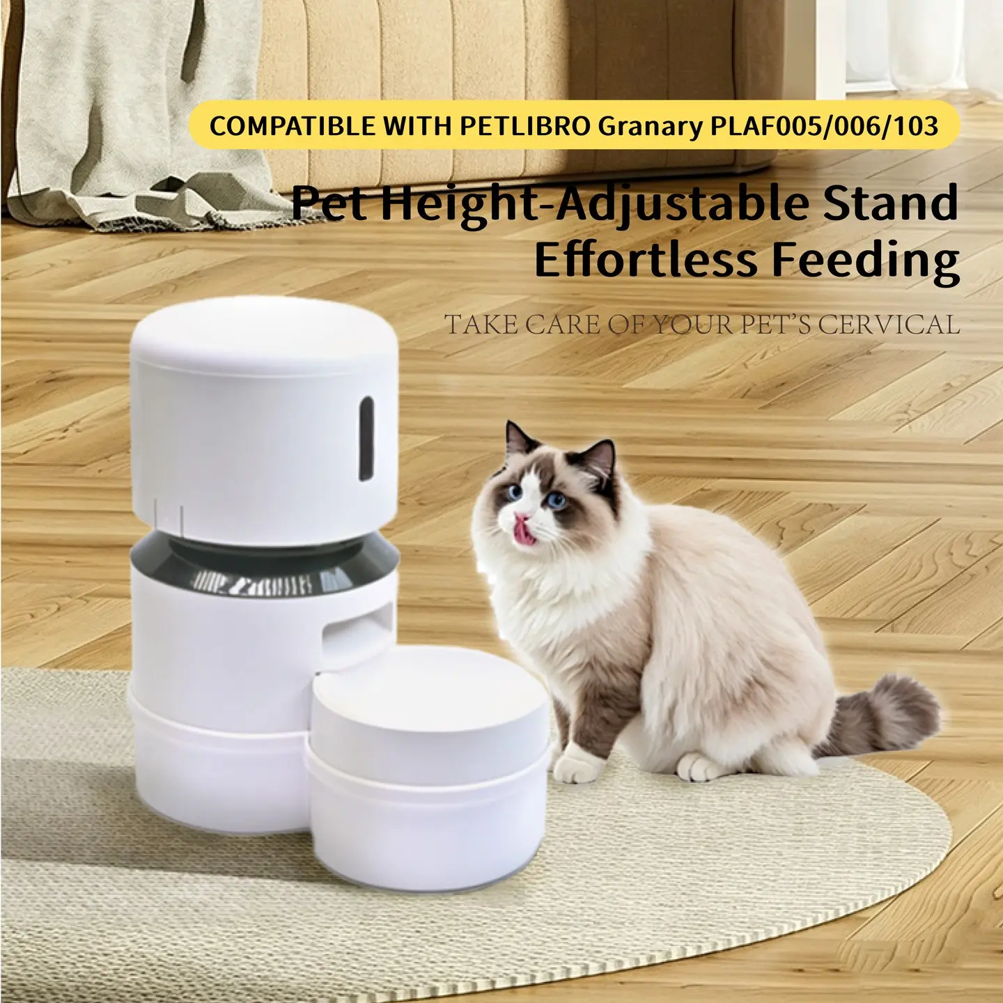 Raised Stand for Petlibro Granary Smart Feeder Ergonomic Non-Slip Heightening Base Storage