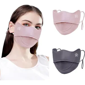 2Pcs UV Face Mask Sun Masks for Women Cooling Breathable Face Cover for Outdoors Washable Reusable