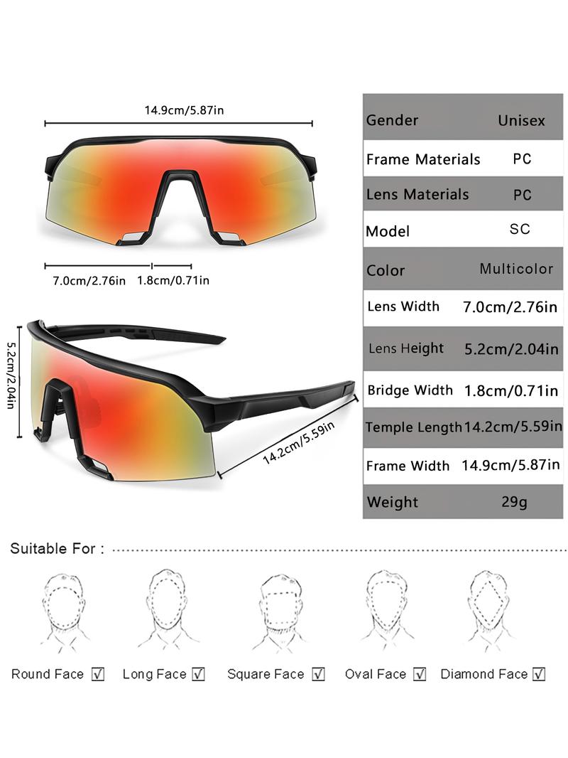 Unisex Sporty Flat Top Sunglasses, Trendy Casual Sunglasses for Everyday Use, Fashion Accessories for Outdoor Activities, Sports Outdoor Sunglasses