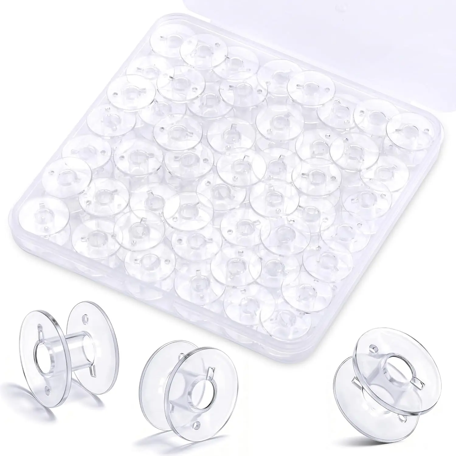 50 count Bobbins for Sewing Machine, Plastic Bobbins for Sewing Machine with Bobbin Case, Sa156 Bobbins, Bobbins Class 15, Bobbins for Sewing Machine