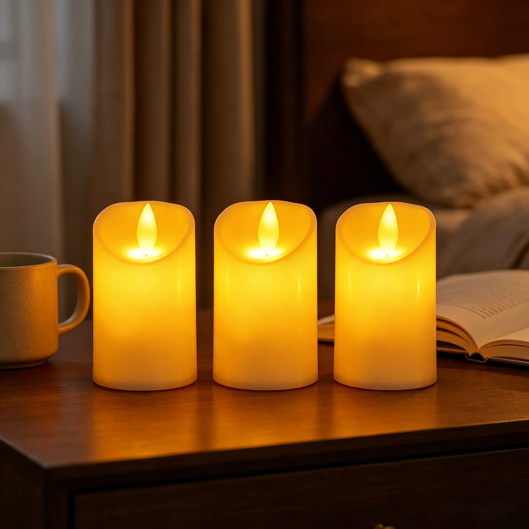 12 Pack Cozy Warm Flickering Flameless LED Candles Safe Battery Ambient Night Lights for Aesthetic Room Decor