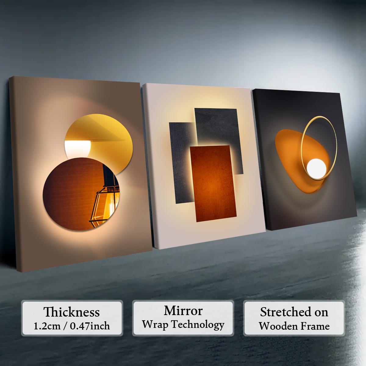 Wooden-Framed Canvas Painting Set, 3 Counts Multi-Dimensional Spray Art Posters, Wall Decor Modern Home Decoration for Living Room, Bedroom and Office