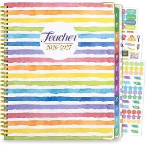 2026-2027 Teacher Planner, July 2026 to June 2027 Academic Year, 8.5" x 11" Hardcover Lesson Planner Book for Teachers with Colorful Tabs & Color Stripe