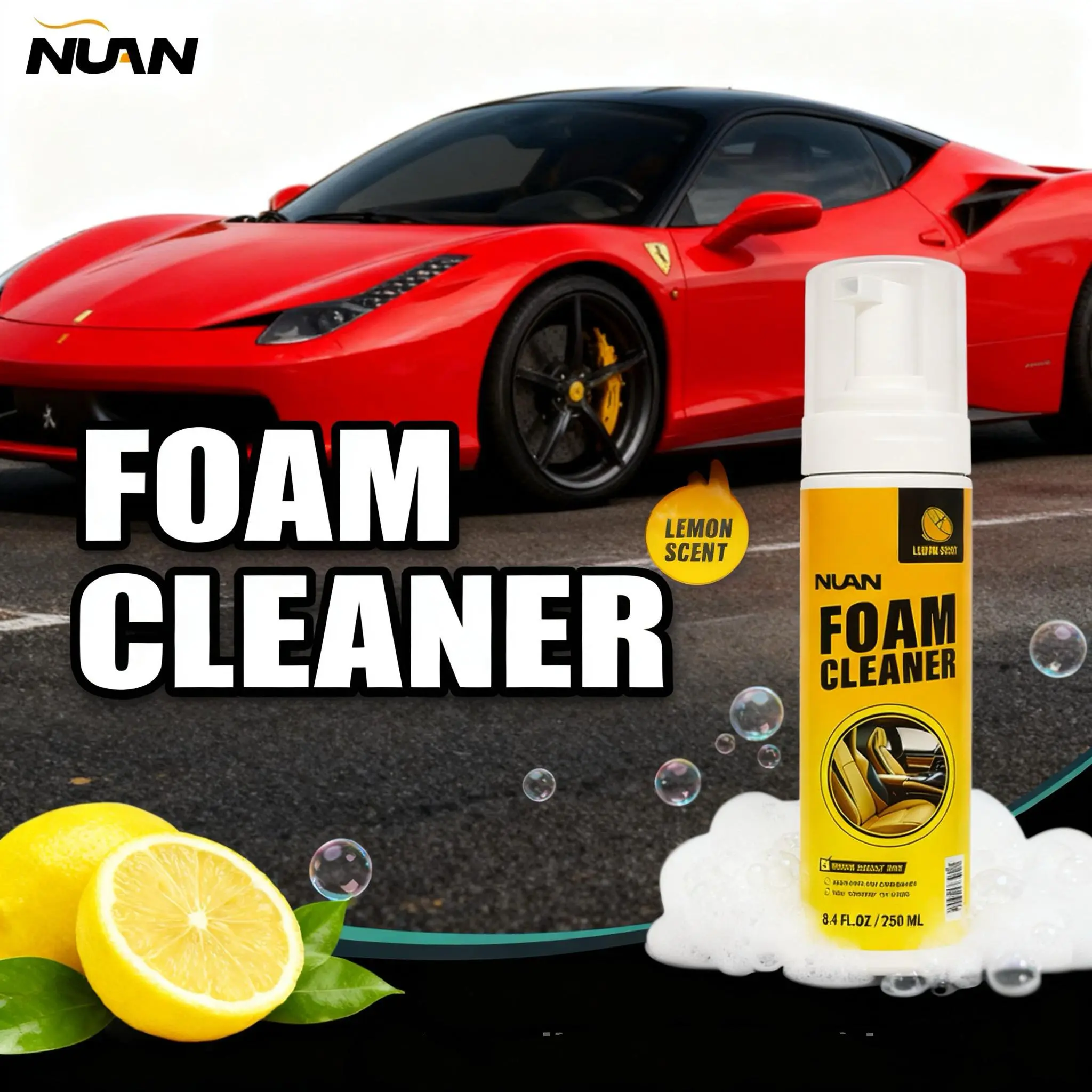 NUAN Gentle Foam Car Interior Cleaner - Ready-to-Use Multi-Purpose Spray for Leather, Plastic, Headliner - Dashboard Cleaner, Car Cleaning Supplies - MY0522, Car Dashboard Cleaner