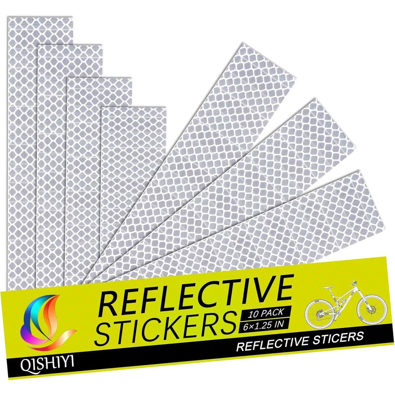10PCS Reflective Stickers,1.25 x 6 inch Safety Reflective Tape for Car Helmets Mailboxes Bike,High Visibility Outdoor Waterproof Reflective Patch