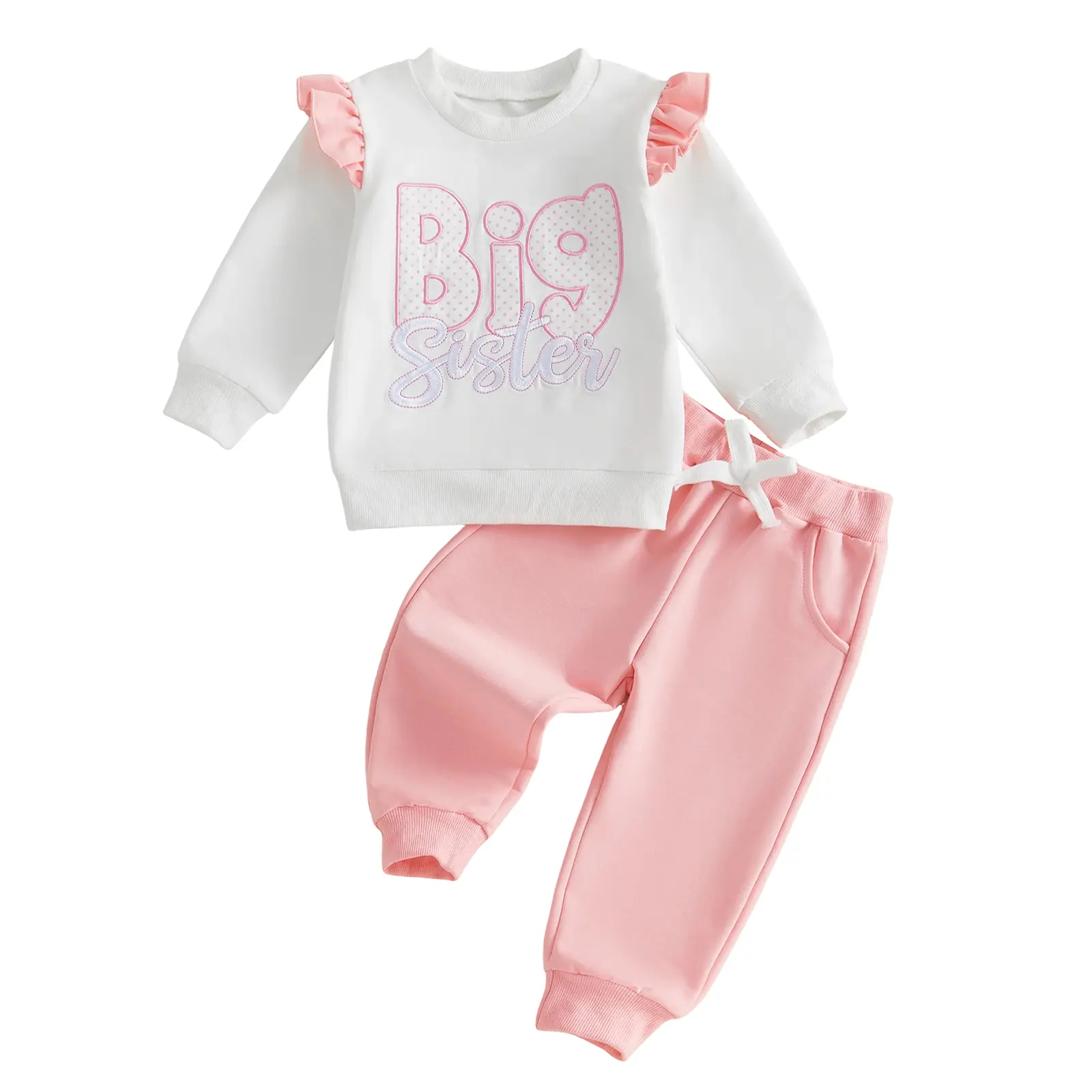 Kupretty Big Sister Outfit Ruffle Sweatshirt Jogger Pants Set 1-5Y Fall