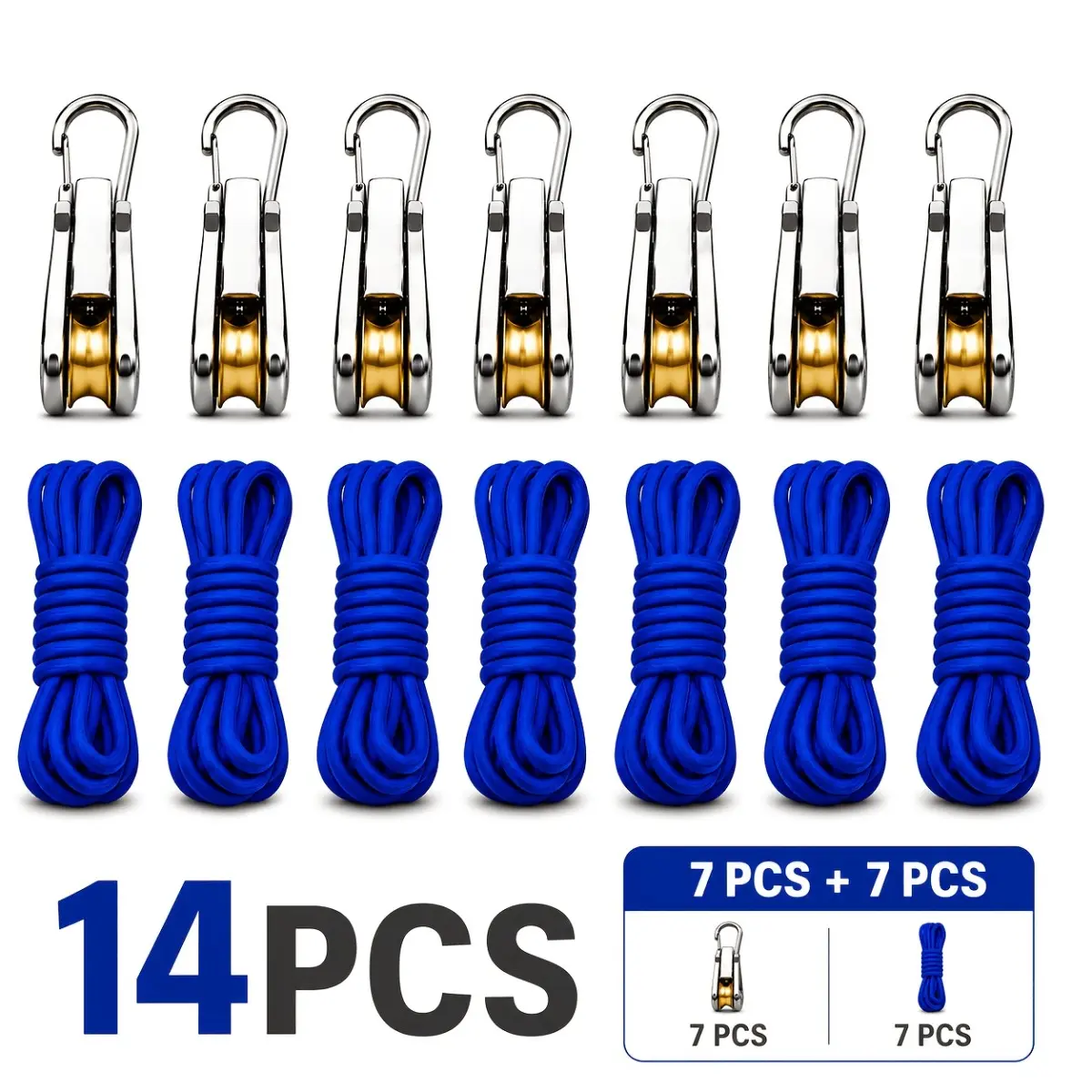 Adjustable Rope Clip Pulley Hanger Set Heavy Duty Metal Ratchet Hanger Hooks Nylon Cord for Tent Plant Grow Light Garage Storage Outdoor Camping Tie Down Strap Travel Vehicle Cargo Transport Accessory Black Steel